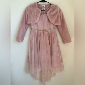 Rare Editions Pink Dress with Gold Accents